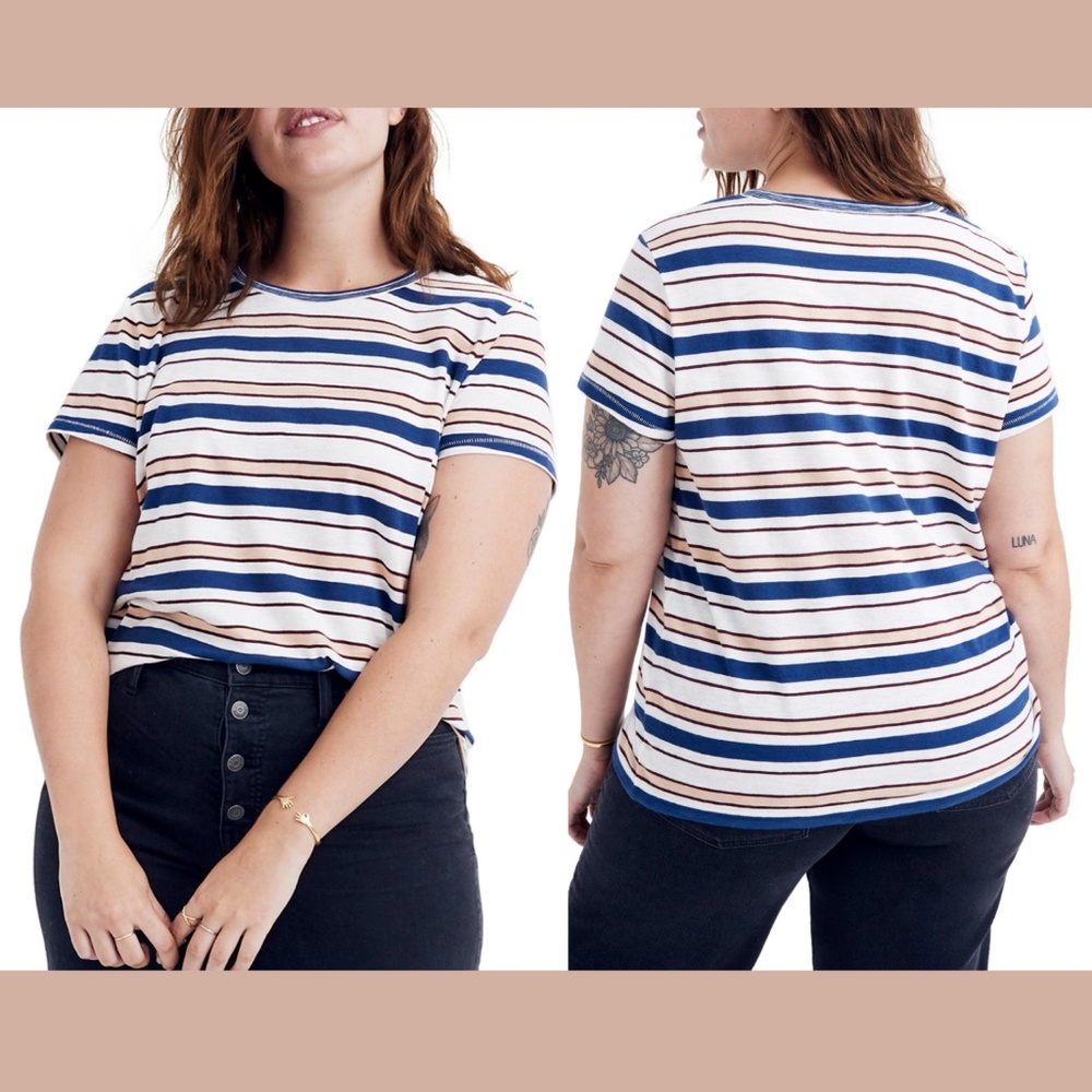 New Madewell Whisper Stripe Ringer Tee Shirt‎ XXL